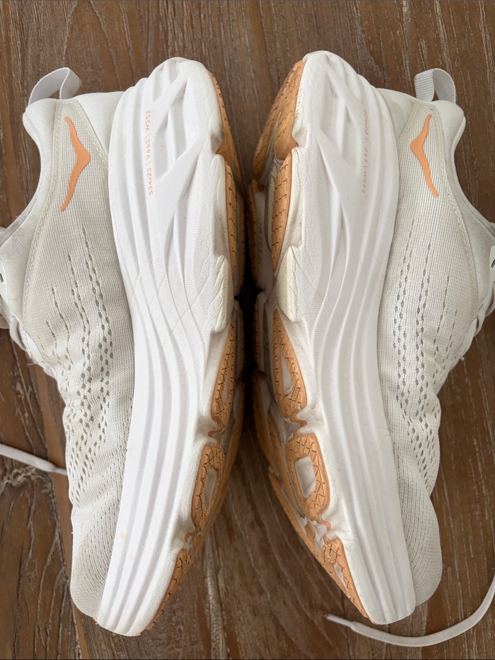 Hoka Women's Cream Sneakers with Peach Accents size 8 medium width - Picture 5 of 5